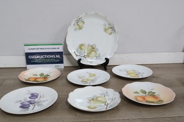 Afbeelding van Set decoratieve gebaksborden met fruitmotief