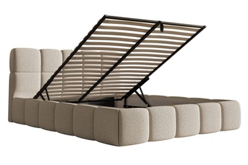 Afbeelding van Gestoffeerd bed Cloudy 180x200 met opbergruimte – wit/beige