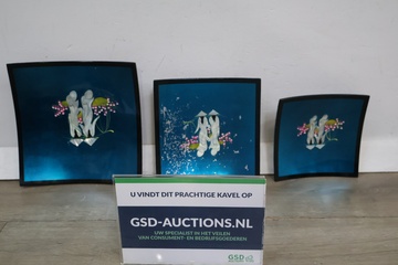 Afbeelding van Set van 3 decoratieve borden met Aziatisch motief