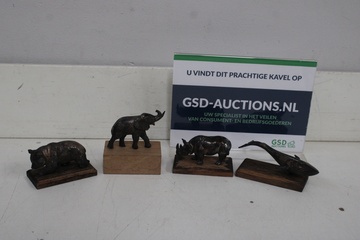Afbeelding van Set van 4 Bronzen dierenfiguren
