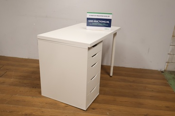 Afbeelding van Wit modern bureau met ladenblok