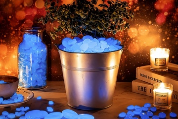 Afbeelding van Set van 300 lichtgevende decoratie stenen - blauw