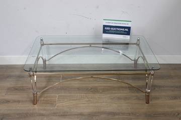 Afbeelding van Glazen salontafel met metalen frame