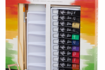 Afbeelding van Schilderset met acrylverf, doek, kwasten en zeil