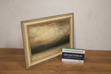 Afbeelding van Abstracte olieverfschilderij in houten lijst
