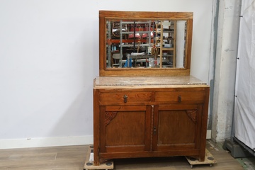 Afbeelding van Art Deco kaptafel met spiegel en marmeren blad
