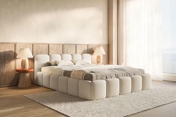 Afbeelding van Cloudy Low gestoffeerd bed, 200x200 cm, met opbergruimte