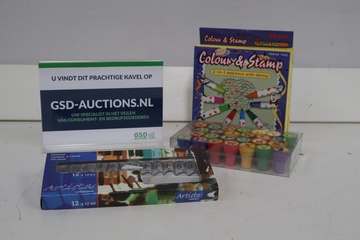 Afbeelding van Set stempels met markers en olieverf tubes