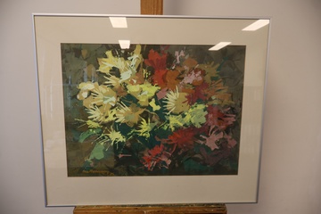 Afbeelding van Ingelijste schilderij van kleurrijk bloemstuk - Robert Cox
