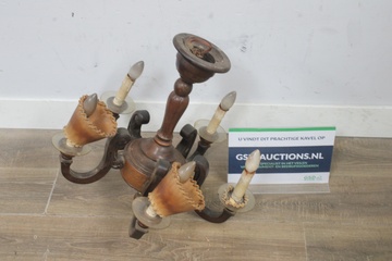 Afbeelding van Houten plafondlamp met zes armen