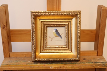 Afbeelding van Ingelijste miniatuur aquarel vogel door H.L. Duyverman