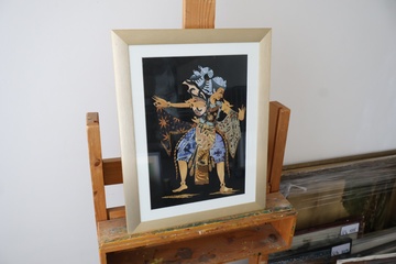 Afbeelding van Ingelijst Batik kunstwerk