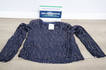 Afbeelding van Donkerblauw damesshirt met pailletten - Pieces'