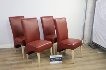 Afbeelding van Set van 4 rode eetkamerstoelen