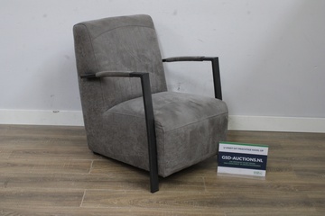 Afbeelding van Grijze fauteuil met metalen armleuningen
