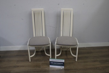 Afbeelding van Set van 2 witte eetkamerstoelen met grijze zitting