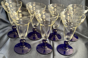 Afbeelding van Wijnglazen 7 stuks blauw