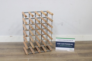 Afbeelding van Houten wijnrek met metalen frame