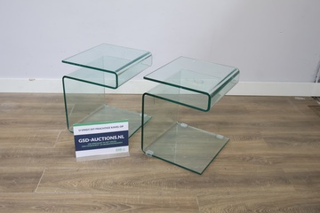 Afbeelding van Set van 2 glazen designer bijzettafels