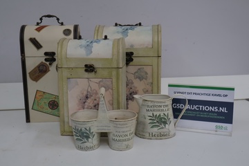 Afbeelding van Brocante decoratieve blikjes en koffers