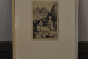 Afbeelding van Ingelijste ets : 'Ursula Norn'. v W. Strang
