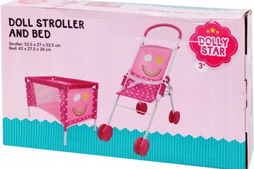 Afbeelding van Opvouwbare buggy en poppen reisbedje