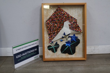 Afbeelding van Ingelijste origami met bloemen & Pauw - Door Ria Essen''