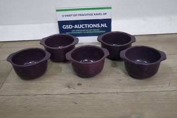 Afbeelding van Set van 5 paarse schaaltjes