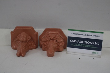 Afbeelding van Set oranje terracotta wandconsoles