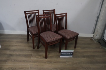 Afbeelding van Set van 4 houten eetkamerstoelen met gestoffeerde zitting