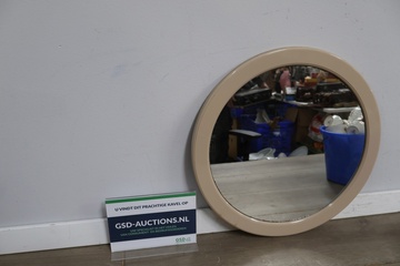 Afbeelding van Vintage Rond Spiegeltje in Beige Lijst