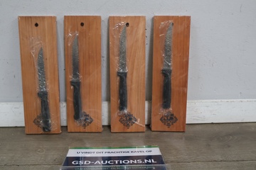 Afbeelding van Set van 4 messen met houten snijplankjes