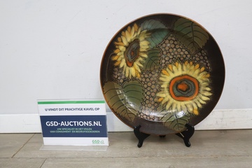 Afbeelding van Vintage Decoratief bord met zonnebloemmotief