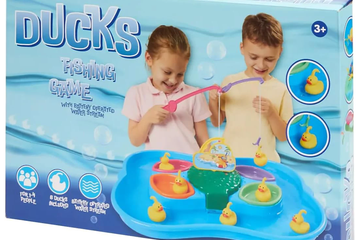 Afbeelding van Eendjes vissen spel met batterijgevoede waterstraal