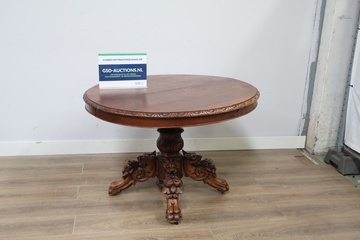 Afbeelding van Houten ronde eetkamertafel met sierlijke voet