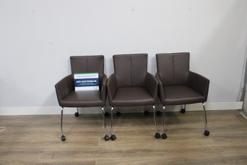 Afbeelding van Set van 3 Lederen Eetkamerstoelen