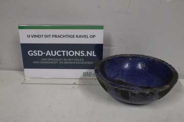 Afbeelding van Vintage Blauw/Zwarte Keramieken Schaal''