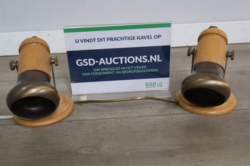 Afbeelding van Set van 2 Vintage Houten Steinhauer Wandspots'