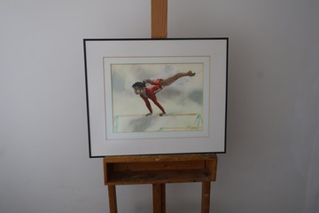 Afbeelding van Ingelijste gymnastiek Aquarel - Lex Hogeboom '91