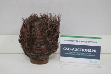 Afbeelding van Houten artistiek gesneden Buddha buste