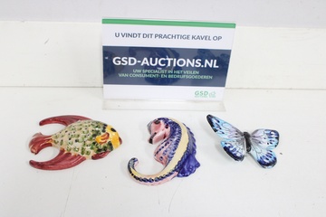 Afbeelding van Set kleurrijke keramische dierenornamenten