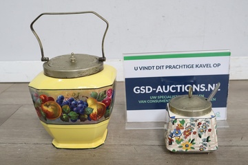 Afbeelding van Set van 2 decoratieve Potten met fruit/bloemenmotief