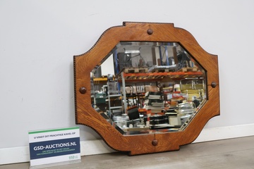 Afbeelding van Octagonale houten spiegel