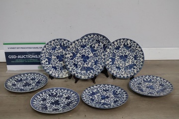 Afbeelding van Set van 8 Antiek Blauw/Wit Japanse Schoteltjes