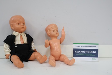 Afbeelding van Set van twee vintage kunststof poppen''