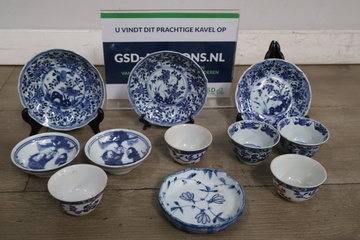 Afbeelding van Blauw-wit handgeschilderd Chinees porseleinen servies