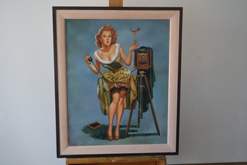 Afbeelding van Gesigneerde pin-up schilderij - P Hays