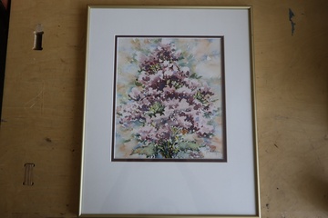 Afbeelding van Ingelijste aquarel van bloemen'