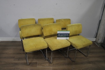 Afbeelding van Set van 6 gele Ribstoelen - Vintage Jaren '70