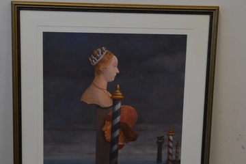 Afbeelding van Ingelijste gouache van E. Rijssemus: Venetiaanse connotatie